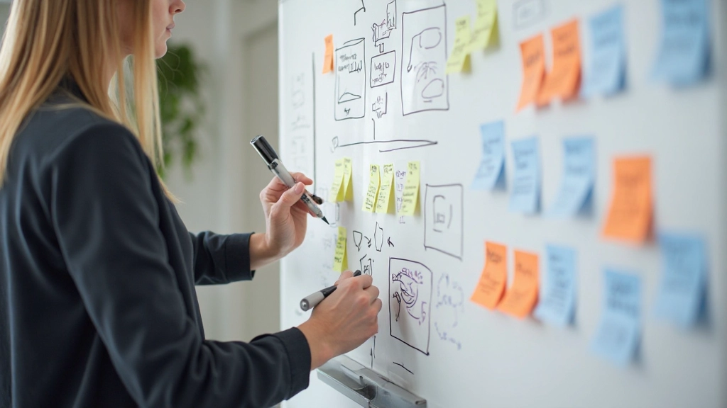 User experience onderzoek met wireframes, prototypes en usability testing sessies op whiteboard