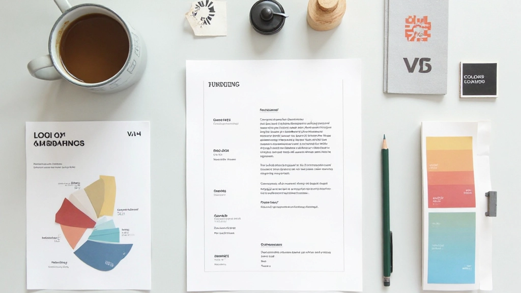 Kleurpalet en branding richtlijnen voor moderne website met logo's en typografische elementen